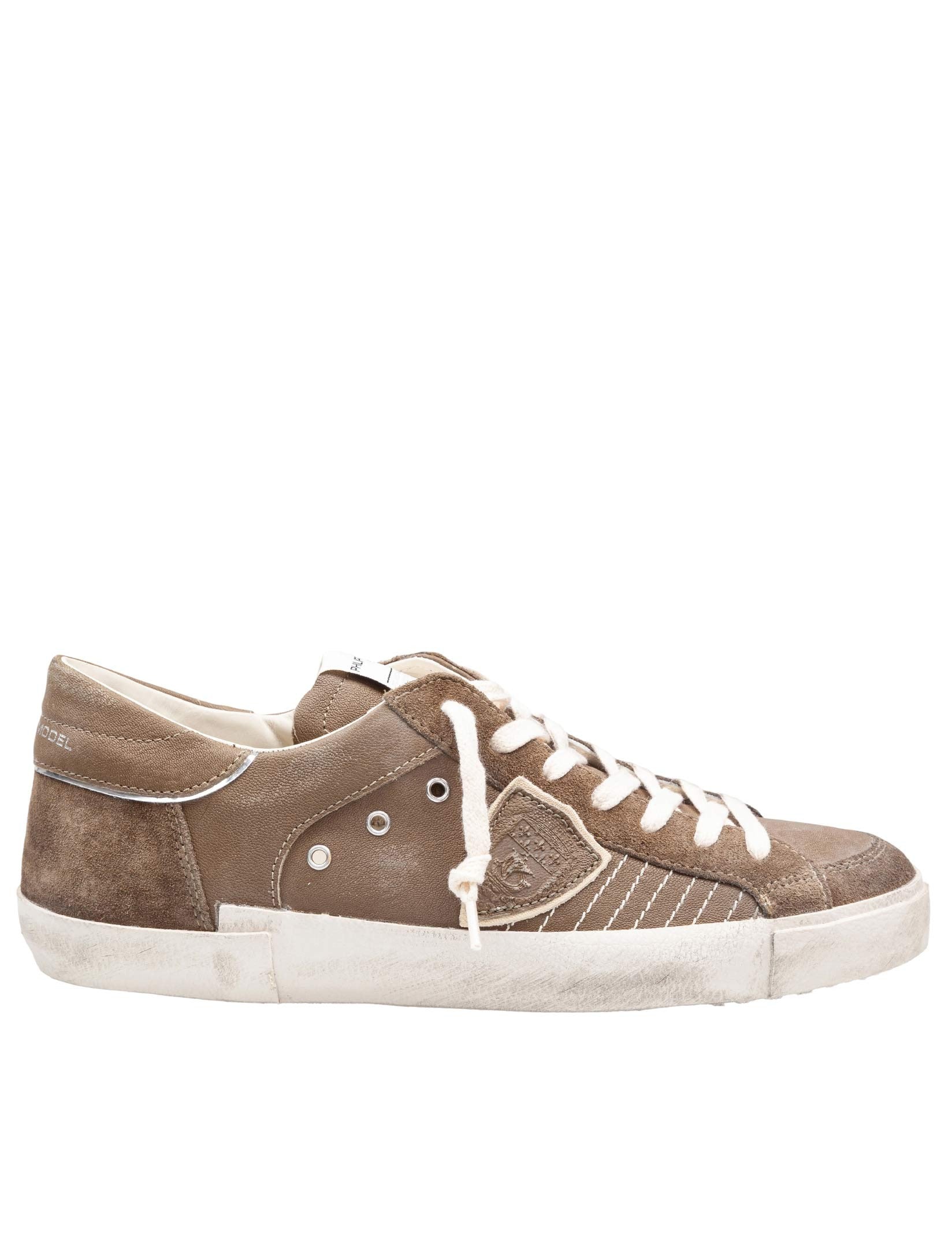 PHILIPPE MODEL PRSX LEATHER AND SUEDE SNEAKERS MILITARY GREEN