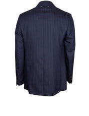 GOLDEN GOOSE JOURNEY DOUBLE-BREASTED PINSTRIPED WOOL JACKET, BLUE