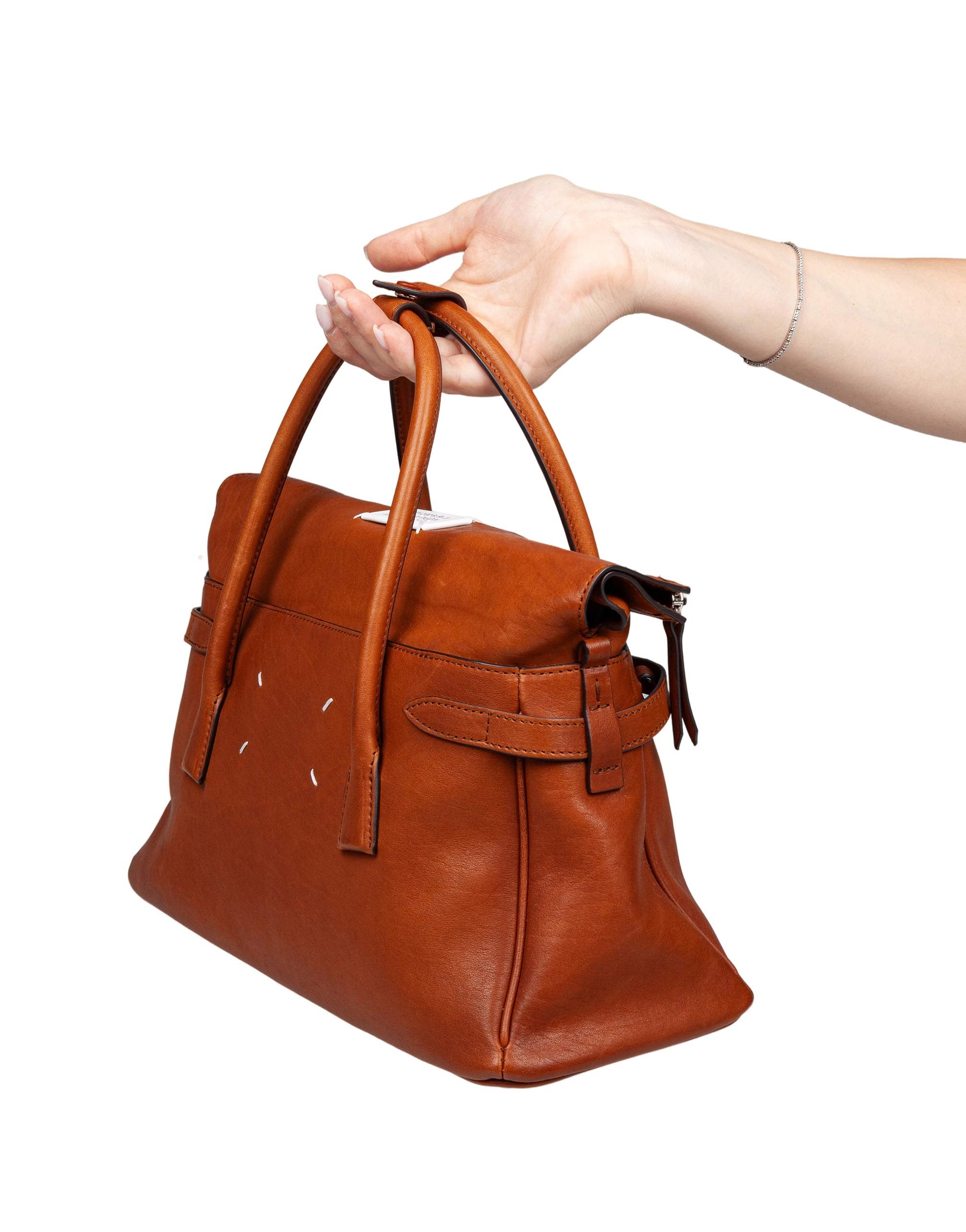 MAISON MARGIELA 5AC HANDBAG IN VINTAGE COGNAC LEATHER