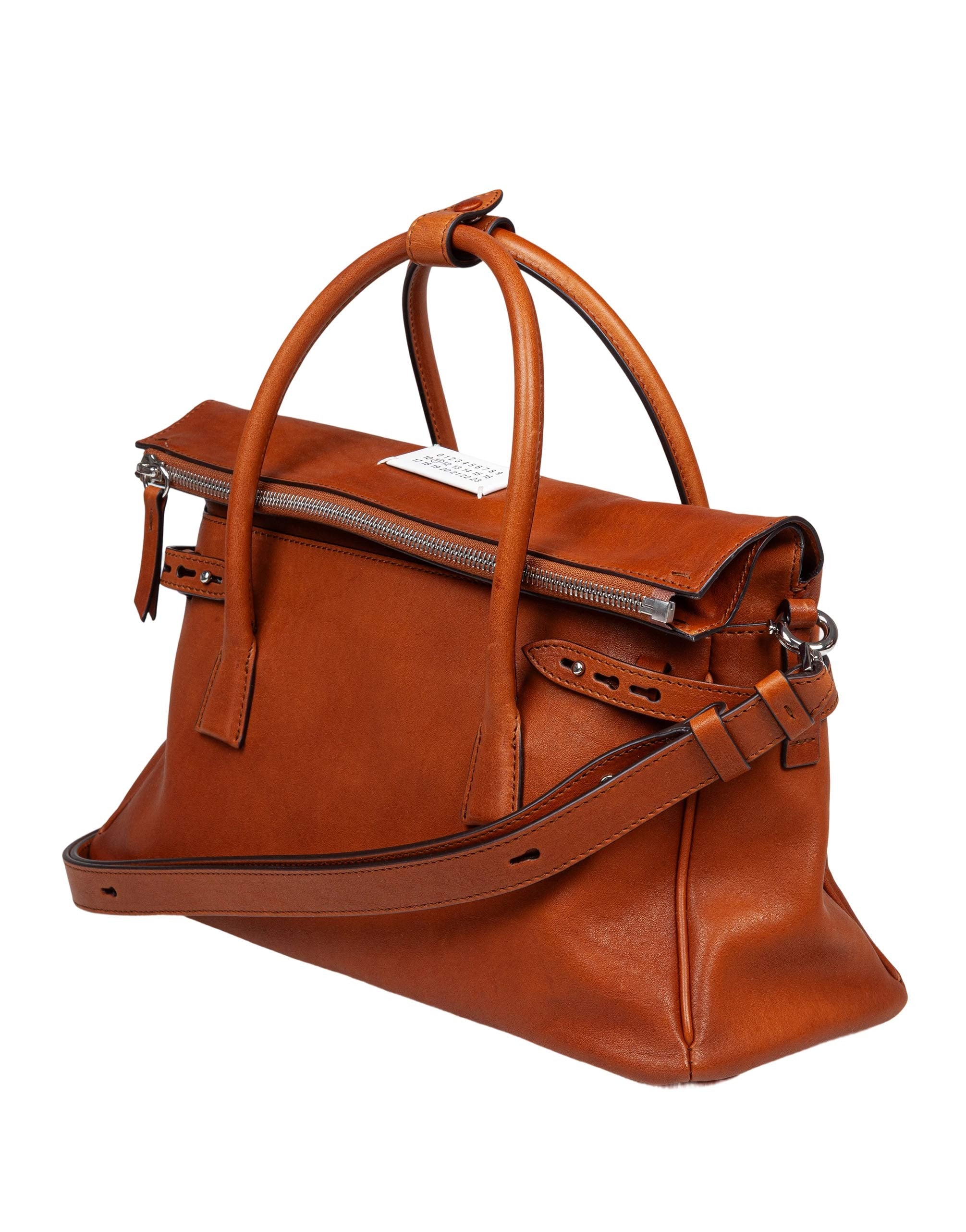 MAISON MARGIELA 5AC HANDBAG IN VINTAGE COGNAC LEATHER
