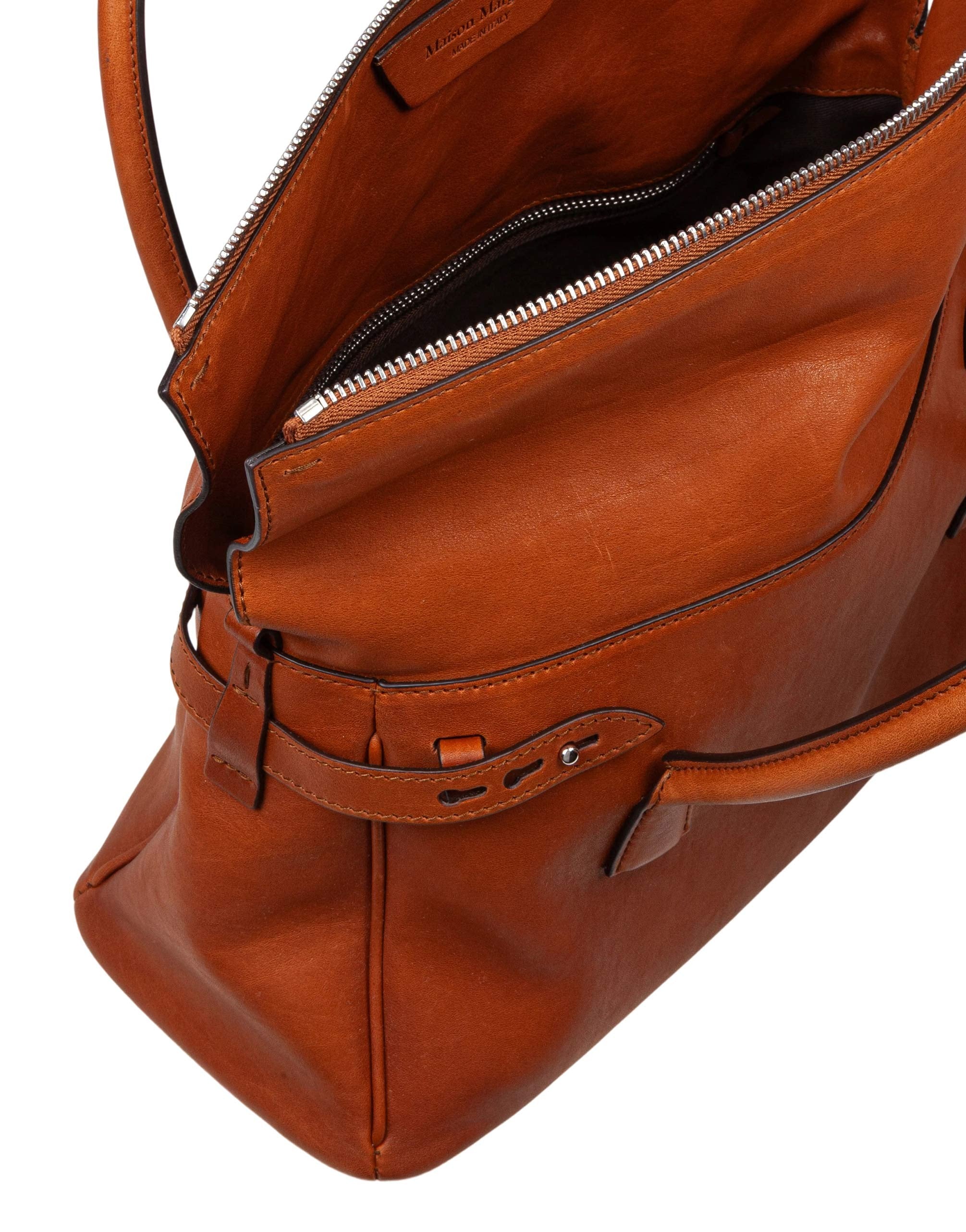 MAISON MARGIELA 5AC HANDBAG IN VINTAGE COGNAC LEATHER