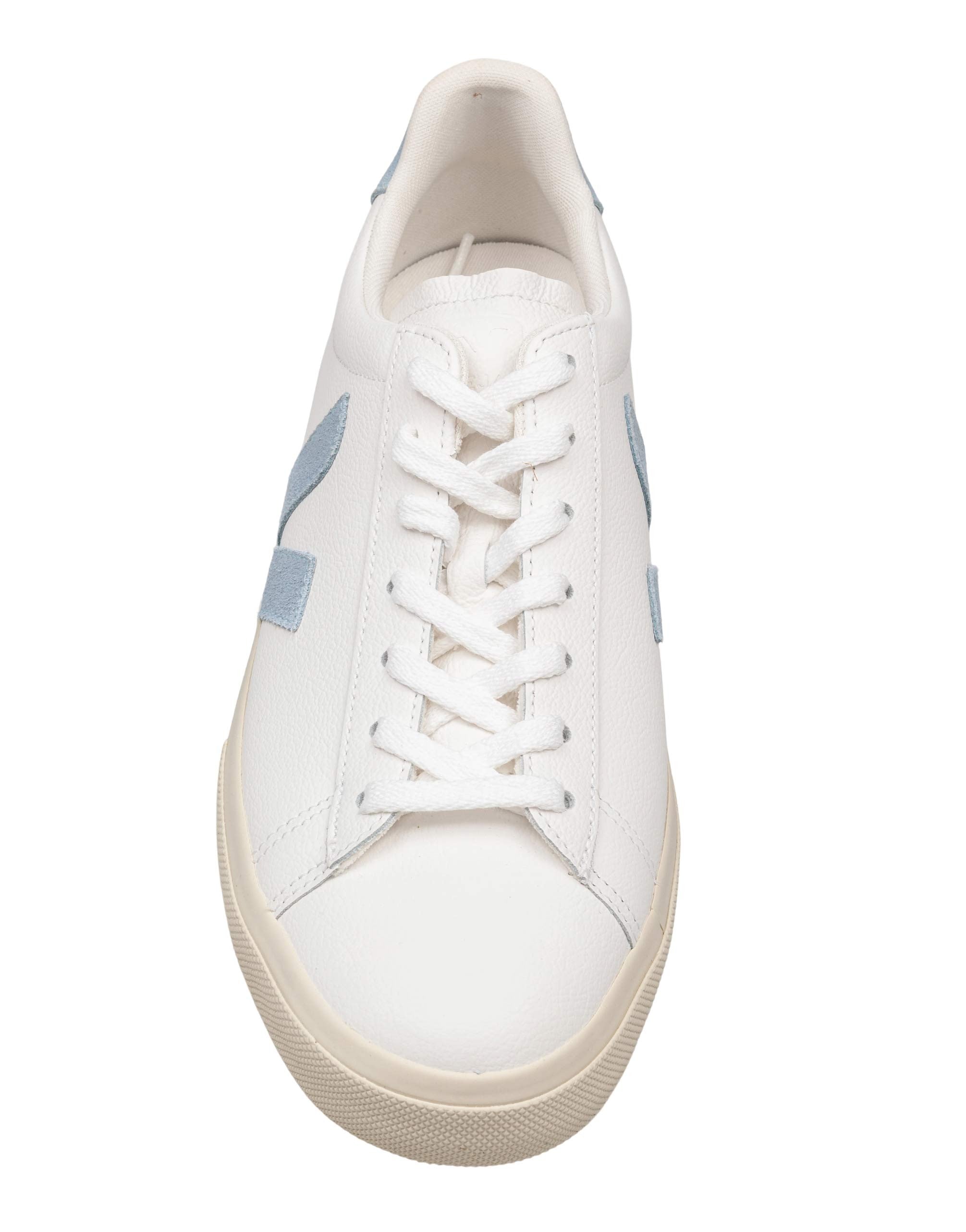 VEJA CAMPO CHROMEFREE LEATHER SHOES, WHITE/LIGHT BLUE