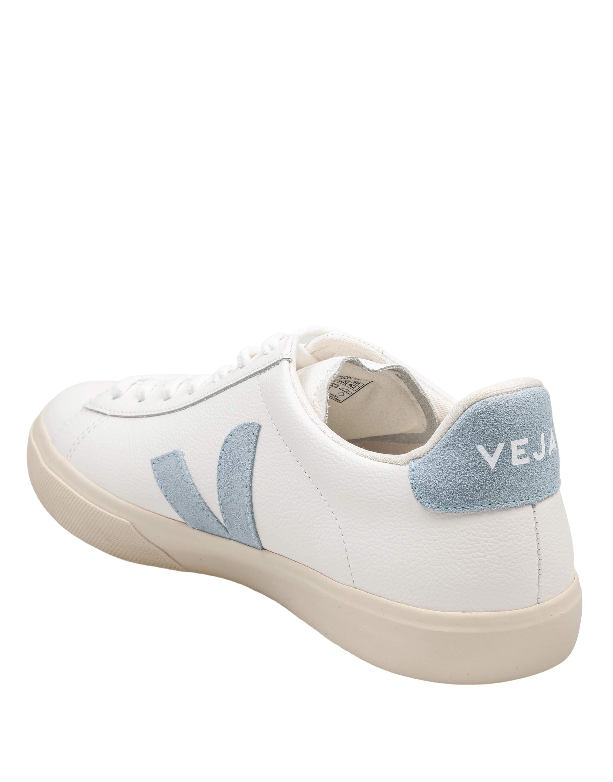 VEJA CAMPO CHROMEFREE LEATHER SHOES, WHITE/LIGHT BLUE