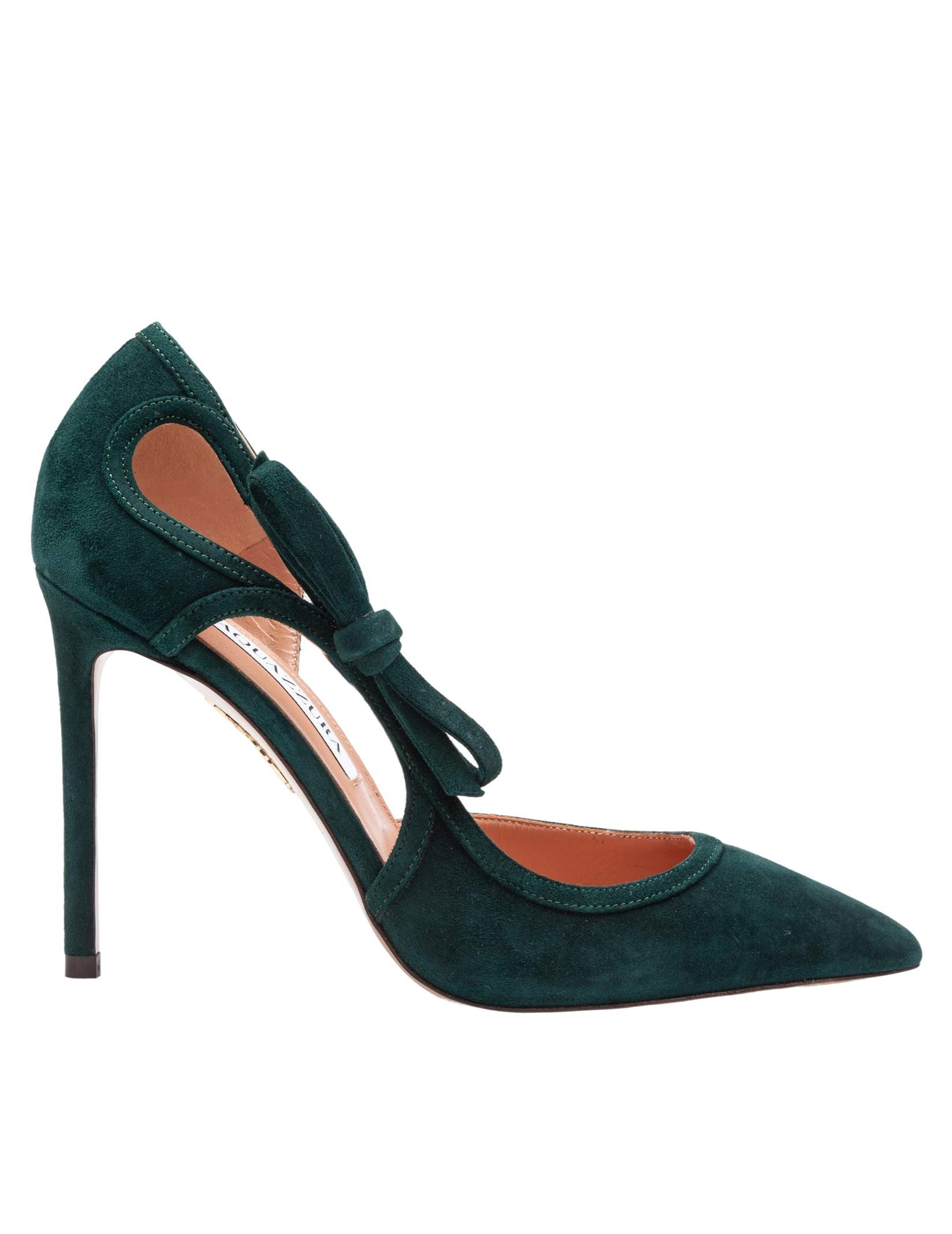 AQUAZZURA SOAVE 105 SUEDE PUMPS, GREEN