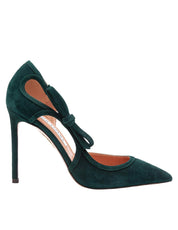 AQUAZZURA SOAVE 105 SUEDE PUMPS, GREEN