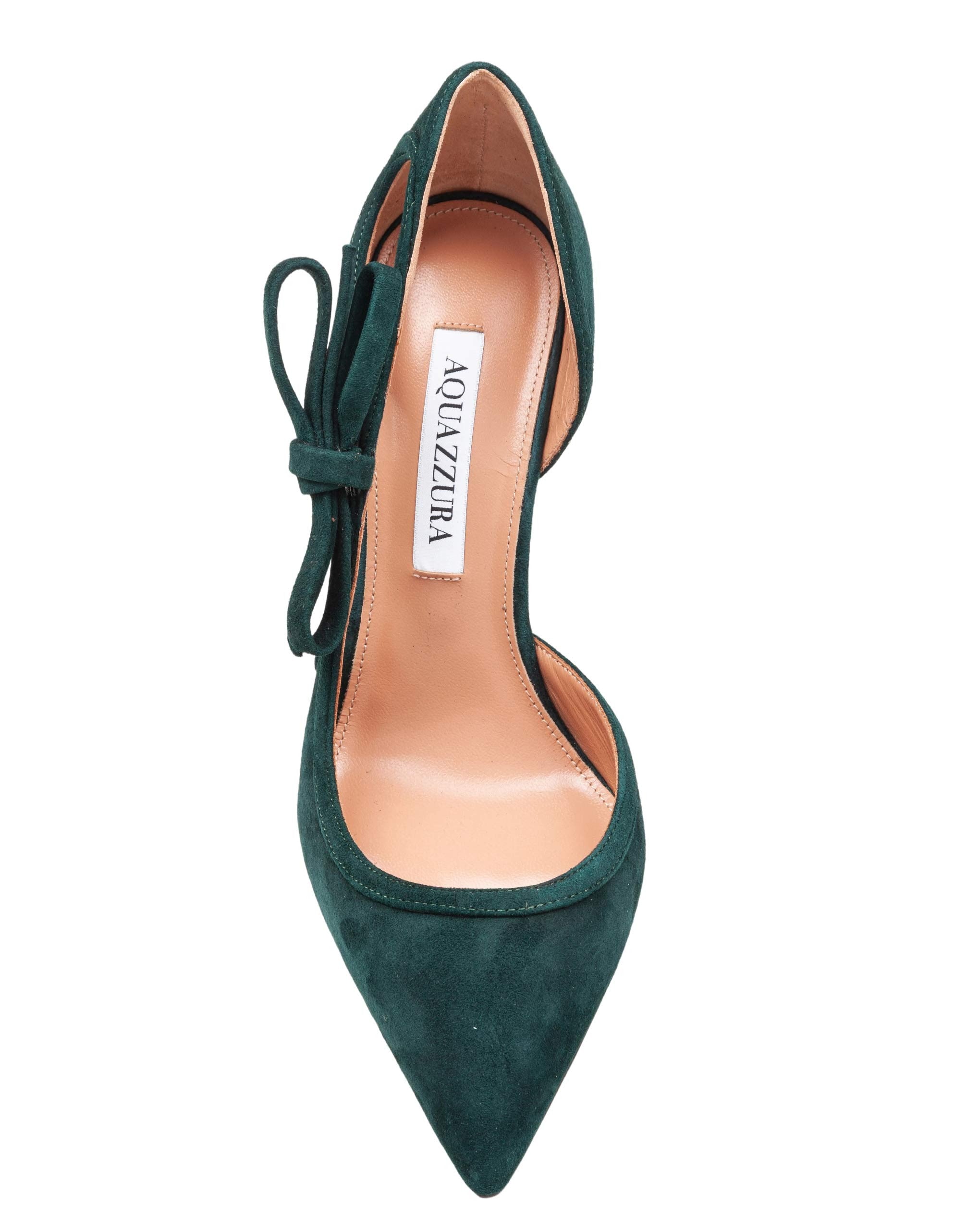AQUAZZURA SOAVE 105 SUEDE PUMPS, GREEN