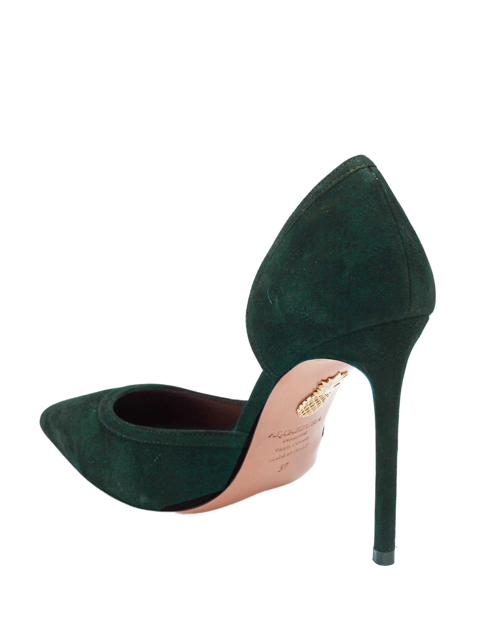 AQUAZZURA SOAVE 105 SUEDE PUMPS, GREEN