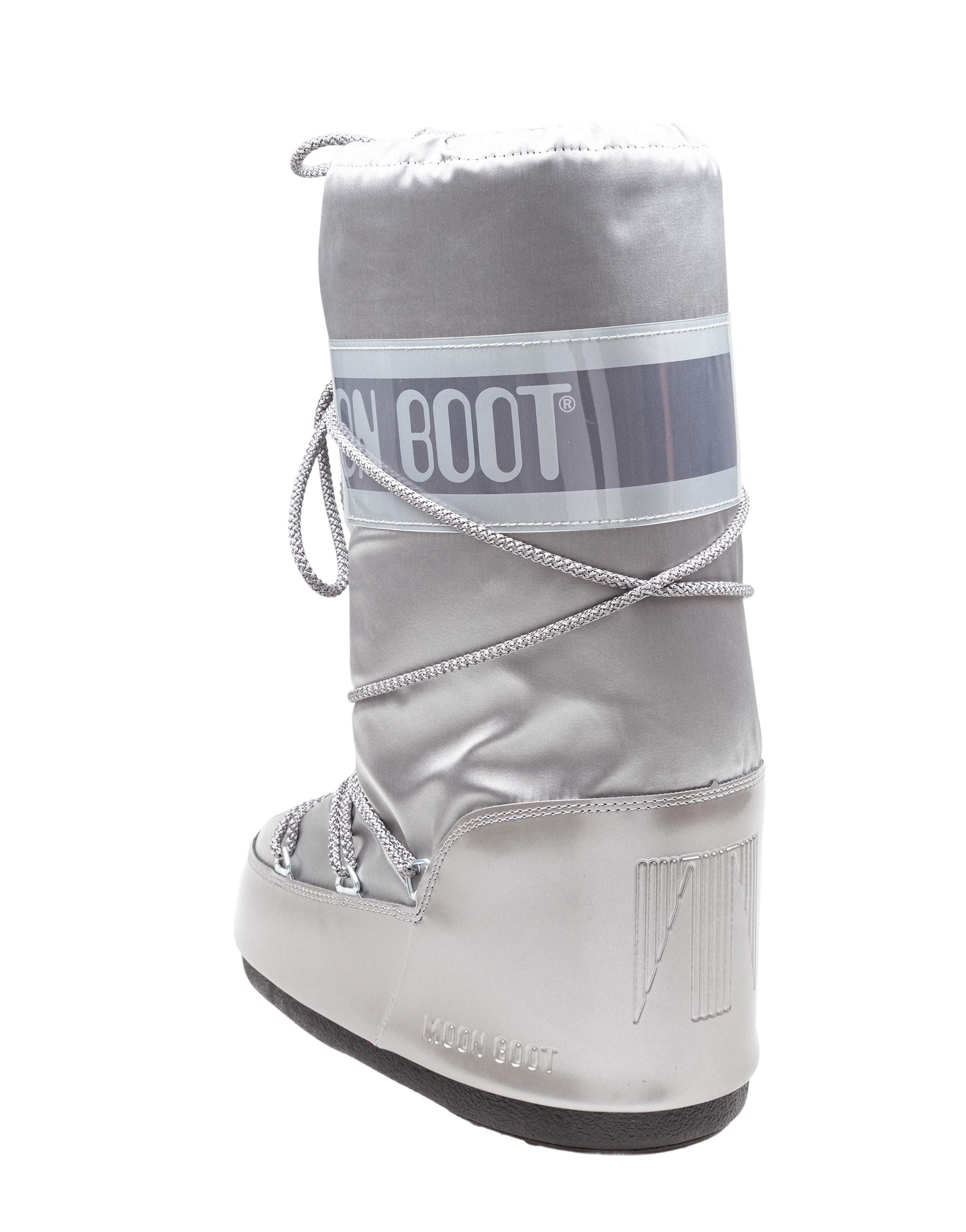 MOON BOOT STIVALE ICON GLANCE IN RASO E PVC COLORE SILVER