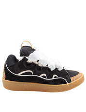 LANVIN CURB SNEAKERS IN PELLE E TESSUTO COLORE NERO E MIELE