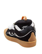 LANVIN CURB SNEAKERS IN PELLE E TESSUTO COLORE NERO E MIELE