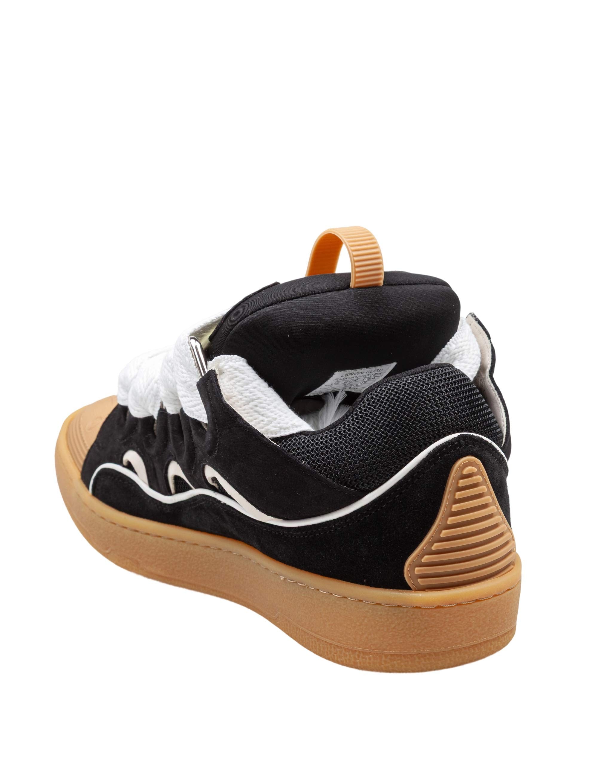 LANVIN CURB SNEAKERS IN PELLE E TESSUTO COLORE NERO E MIELE