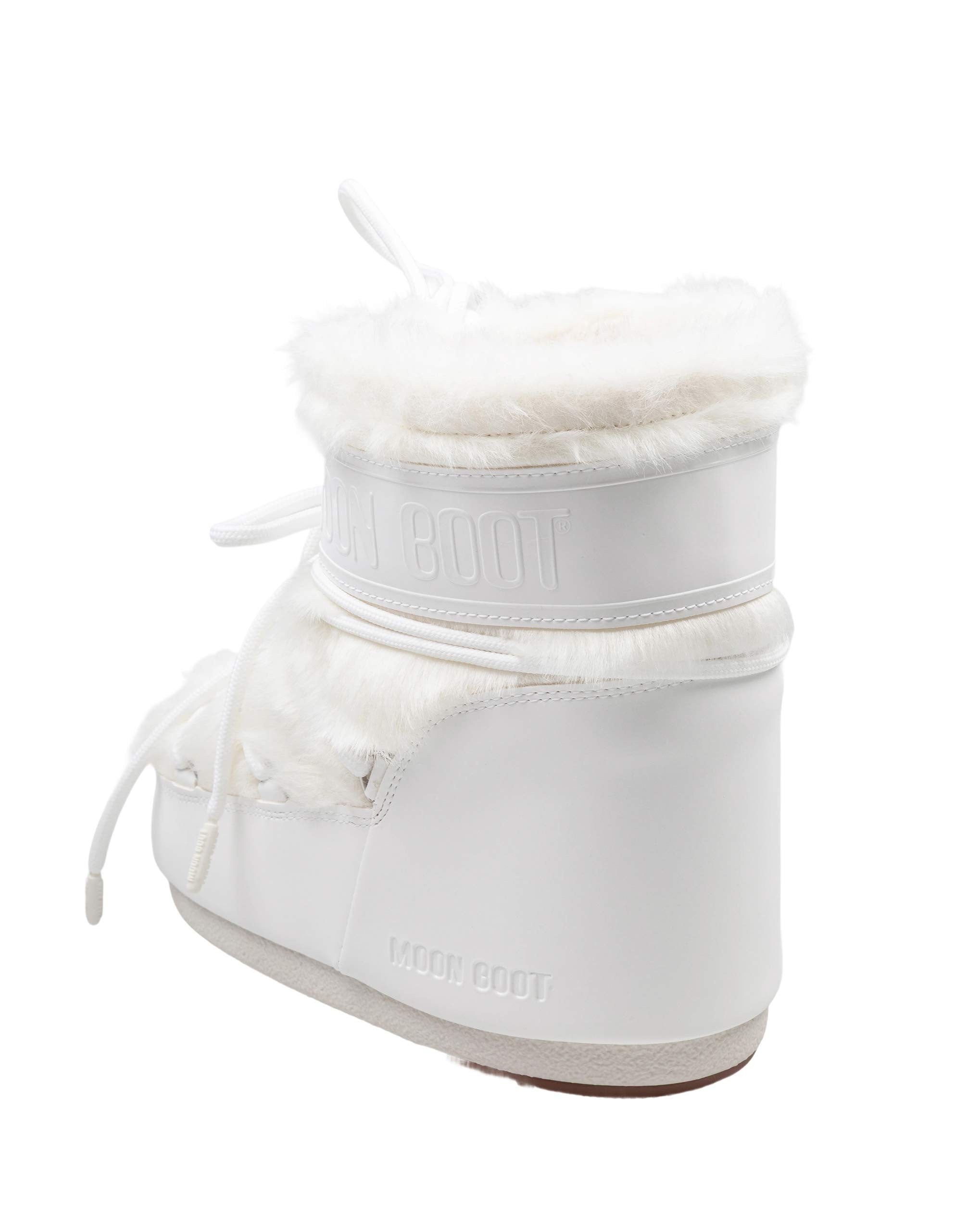 ICON LOW MOON BOOT WITH FAUX FUR, WHITE