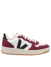 VEJA SNEAKERS V-10 IN PELLE COLORE BORDEAUX E BIANCO