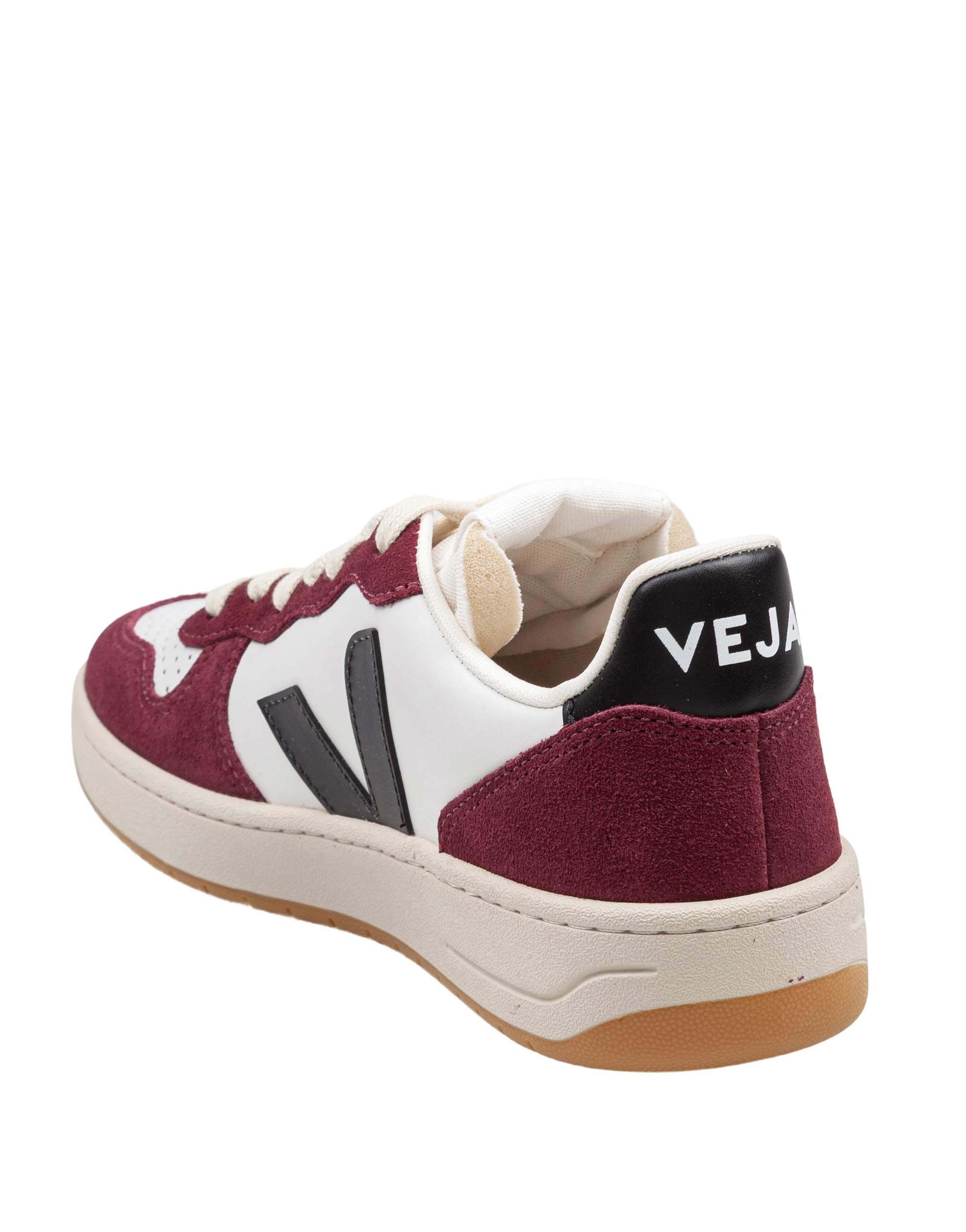 VEJA SNEAKERS V-10 IN PELLE COLORE BORDEAUX E BIANCO