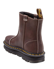 DR. MARTENS ZEBZAG RIGGER LEATHER ANKLE BOOT, BROWN