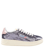 AUTRY DALLAS SEQUINED SNEAKERS IN GREY AND PINK