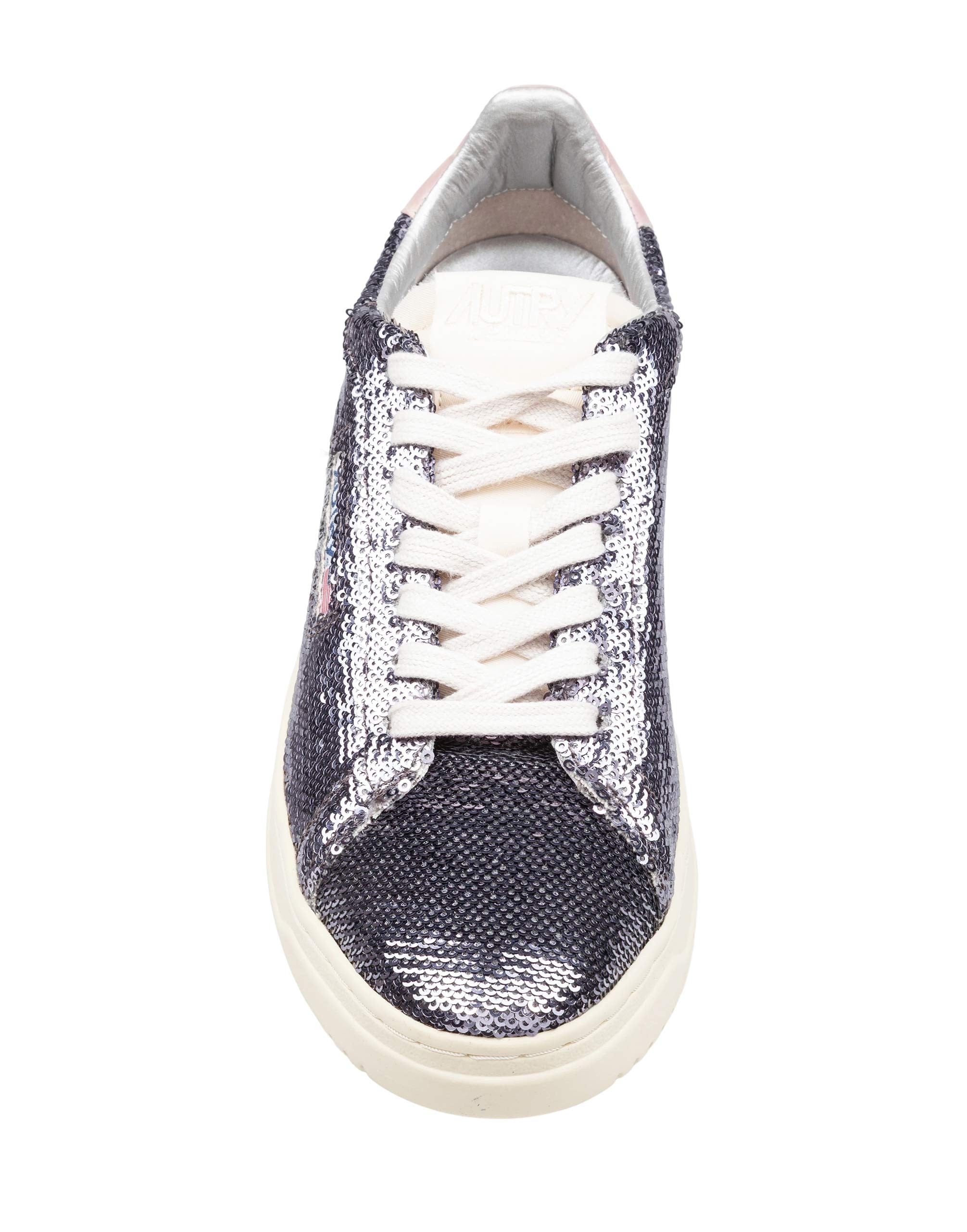 AUTRY DALLAS SEQUINED SNEAKERS IN GREY AND PINK