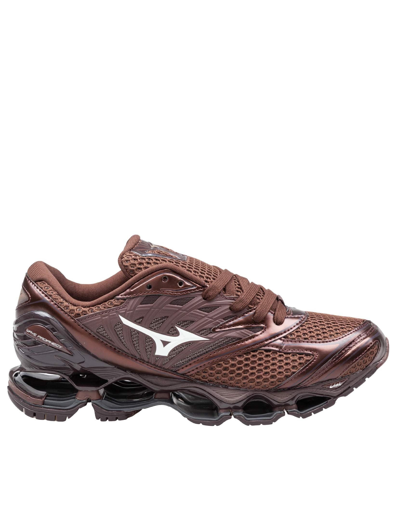 MIZUNO SNEAKERS WAVE PROPHECY LS IN TESSUTO E PELLE COLORE COFFEE