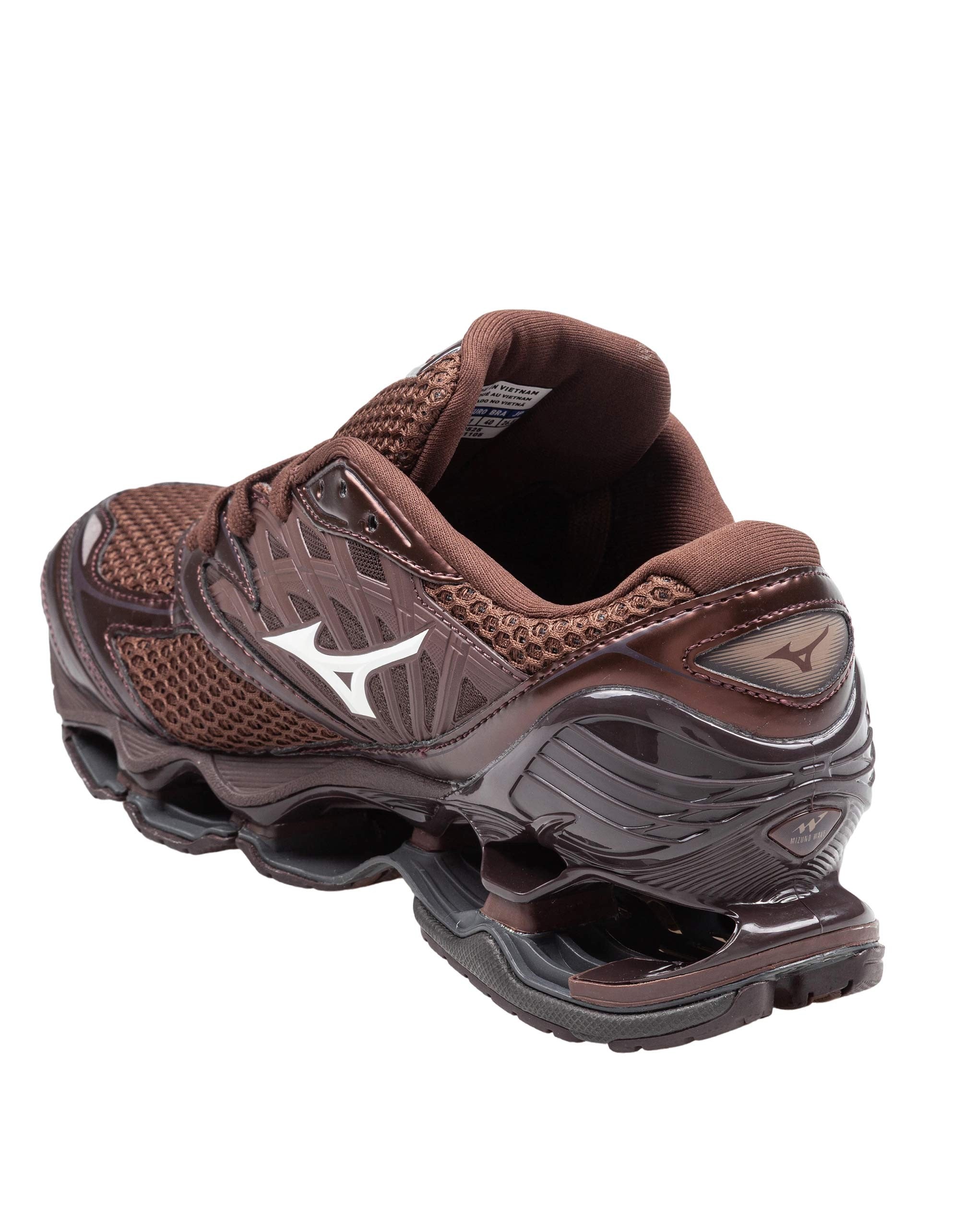 MIZUNO SNEAKERS WAVE PROPHECY LS IN TESSUTO E PELLE COLORE COFFEE