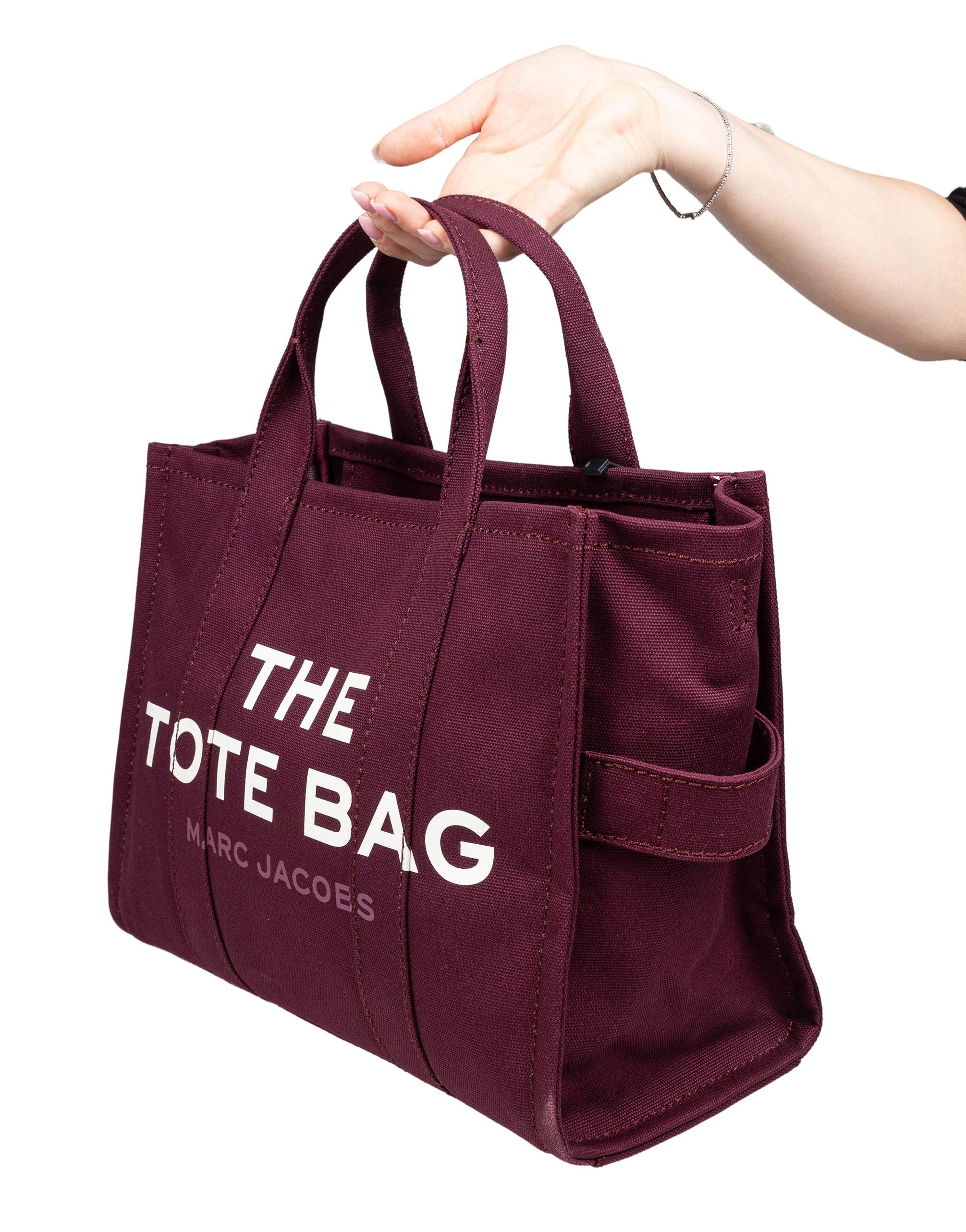 MARC JACOBS THE MEDIUM CANVAS TOTE, PLUM COLOR