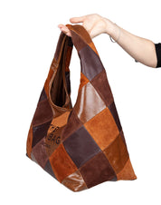 MARC JACOBS THE SACK BAG PATCHWORK SUEDE TOTE BAG