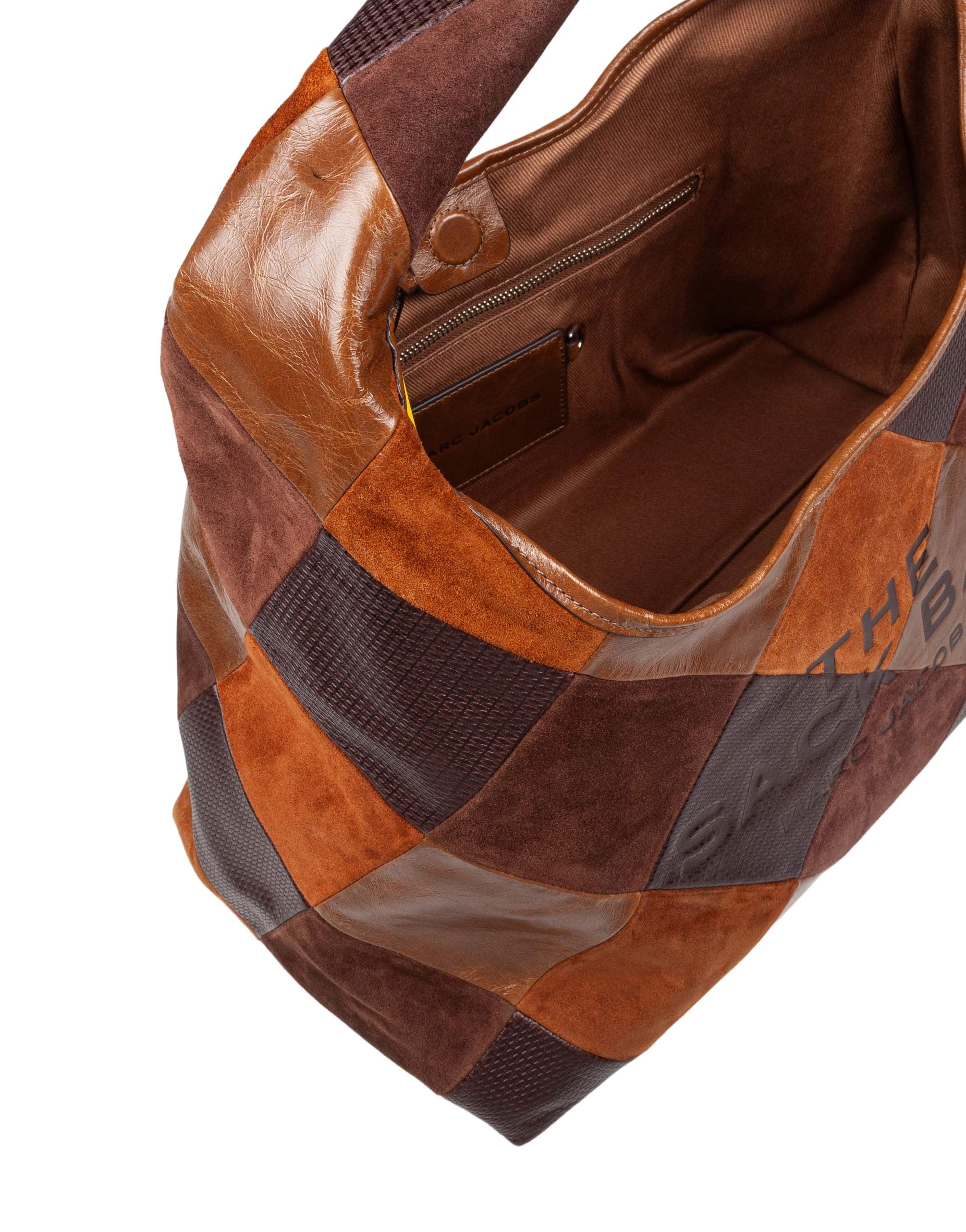 MARC JACOBS THE SACK BAG PATCHWORK SUEDE TOTE BAG