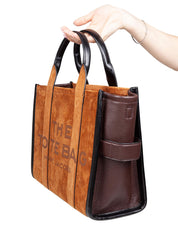 MARC JACOBS BORSA THE MEDIUM TOTE IN PELLE E CAMOSCIO COLORE CUOIO