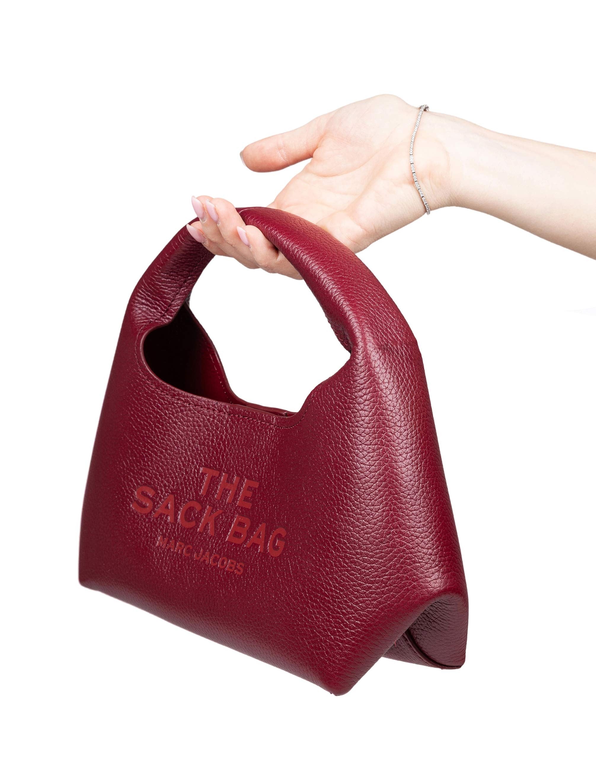 MARC JACOBS THE MINI SACK BAG IN PELLE COLORE CILIEGIA