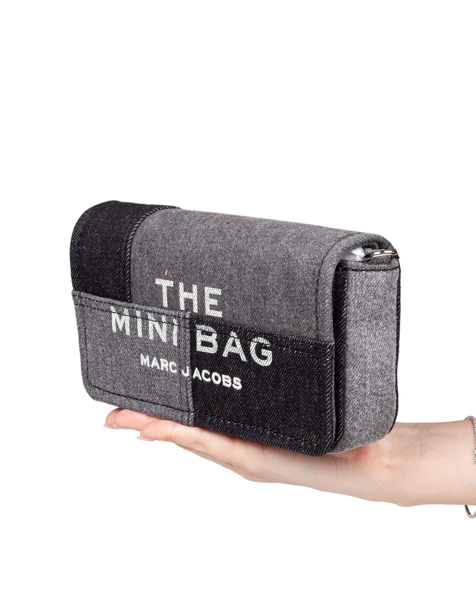 MARC JACOBS THE MINI BAG IN TESSUTO DENIM COLORE BLACK