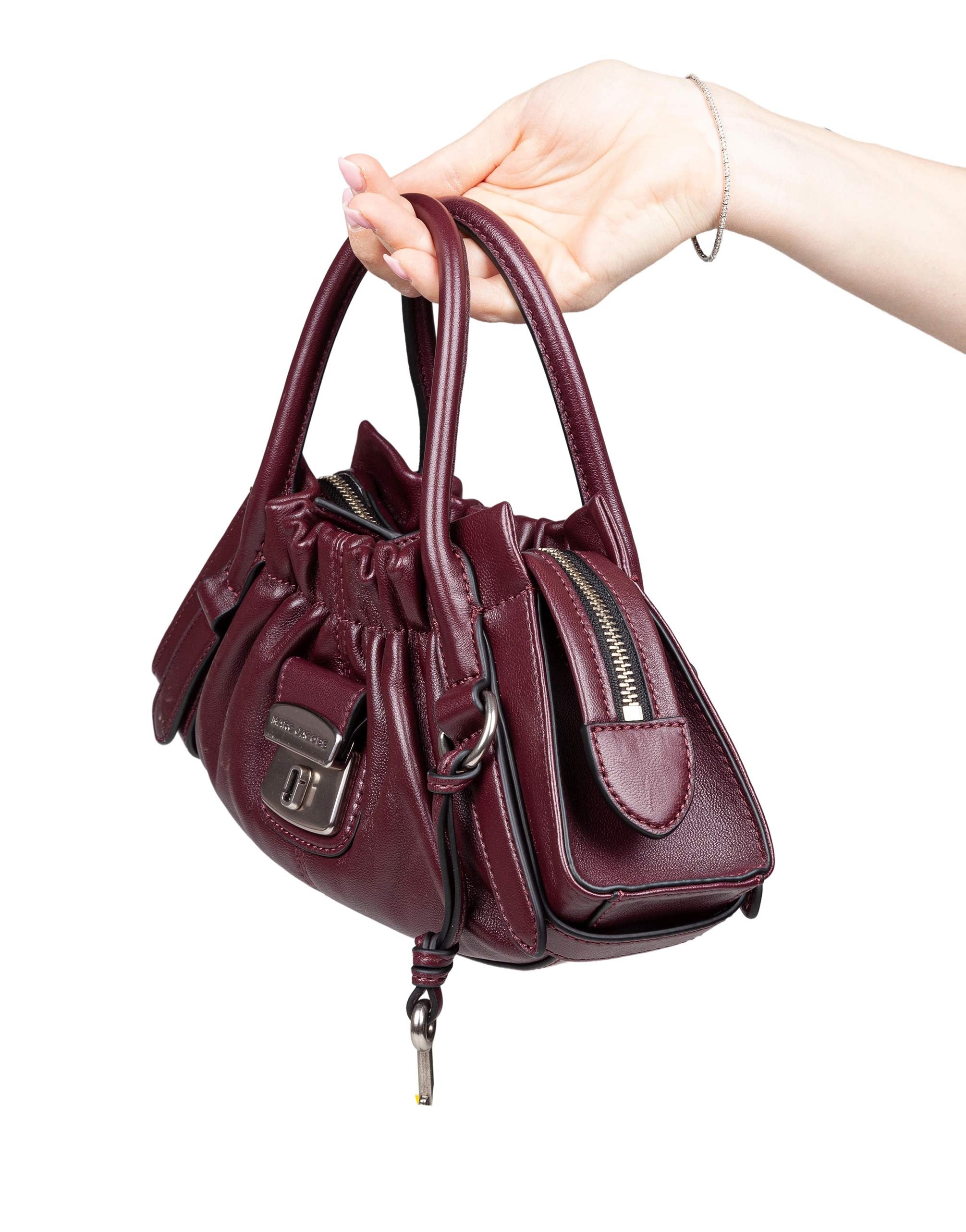 MARC JACOBS BORSA A MANO THE CRISTINA SMALL SATCHEL IN PELLE COLORE PRUGNA
