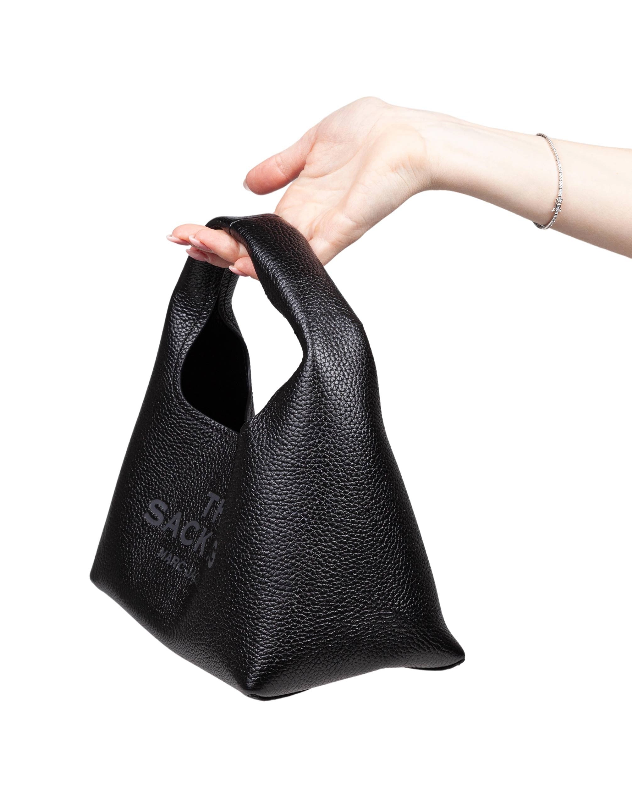 MARC JACOBS THE MINI SACK BAG IN BLACK LEATHER