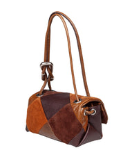 MARC JACOBS THE MINI DUAL SHOULDER BAG IN PATCHWORK SUEDE