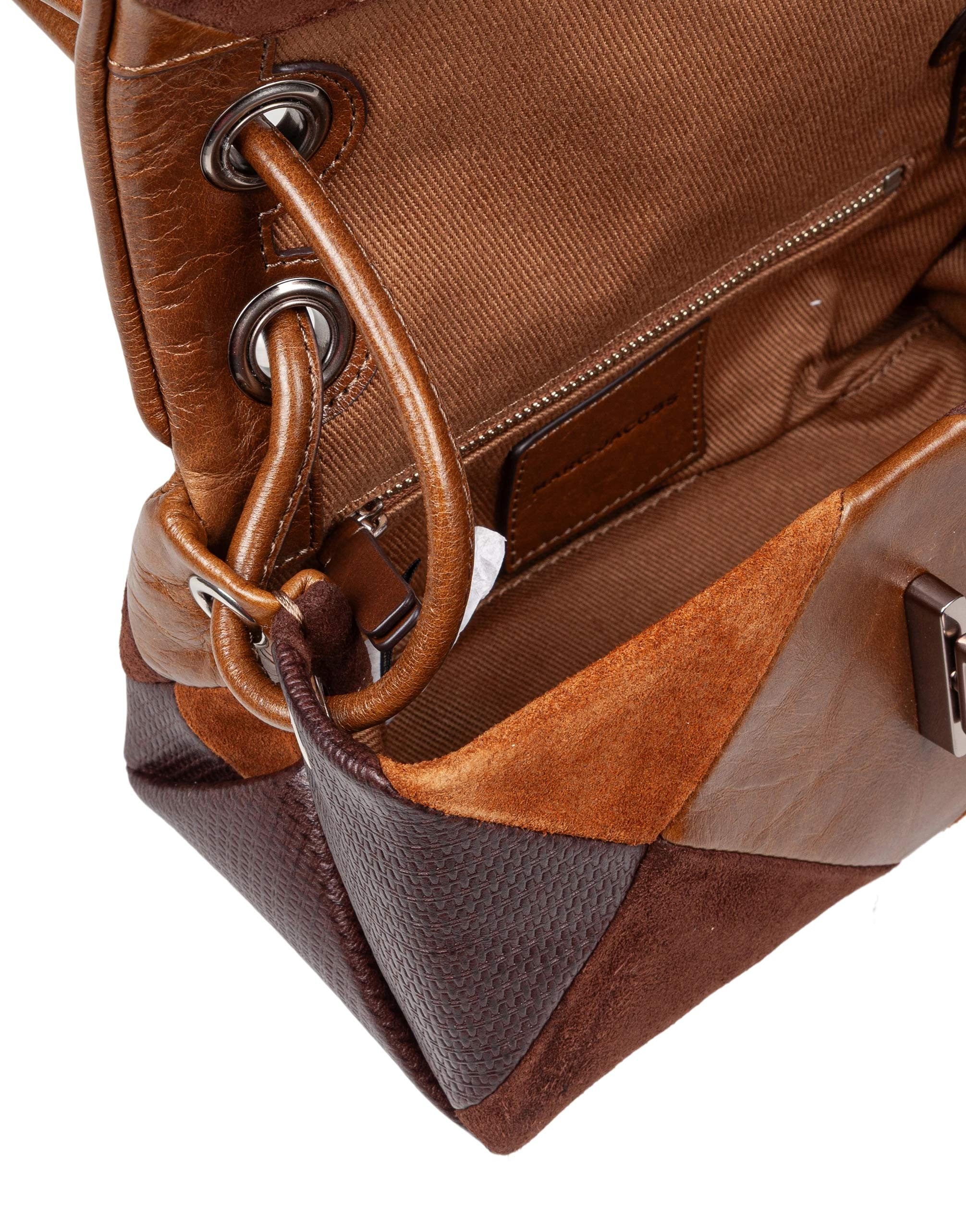 MARC JACOBS THE MINI DUAL SHOULDER BAG IN PATCHWORK SUEDE