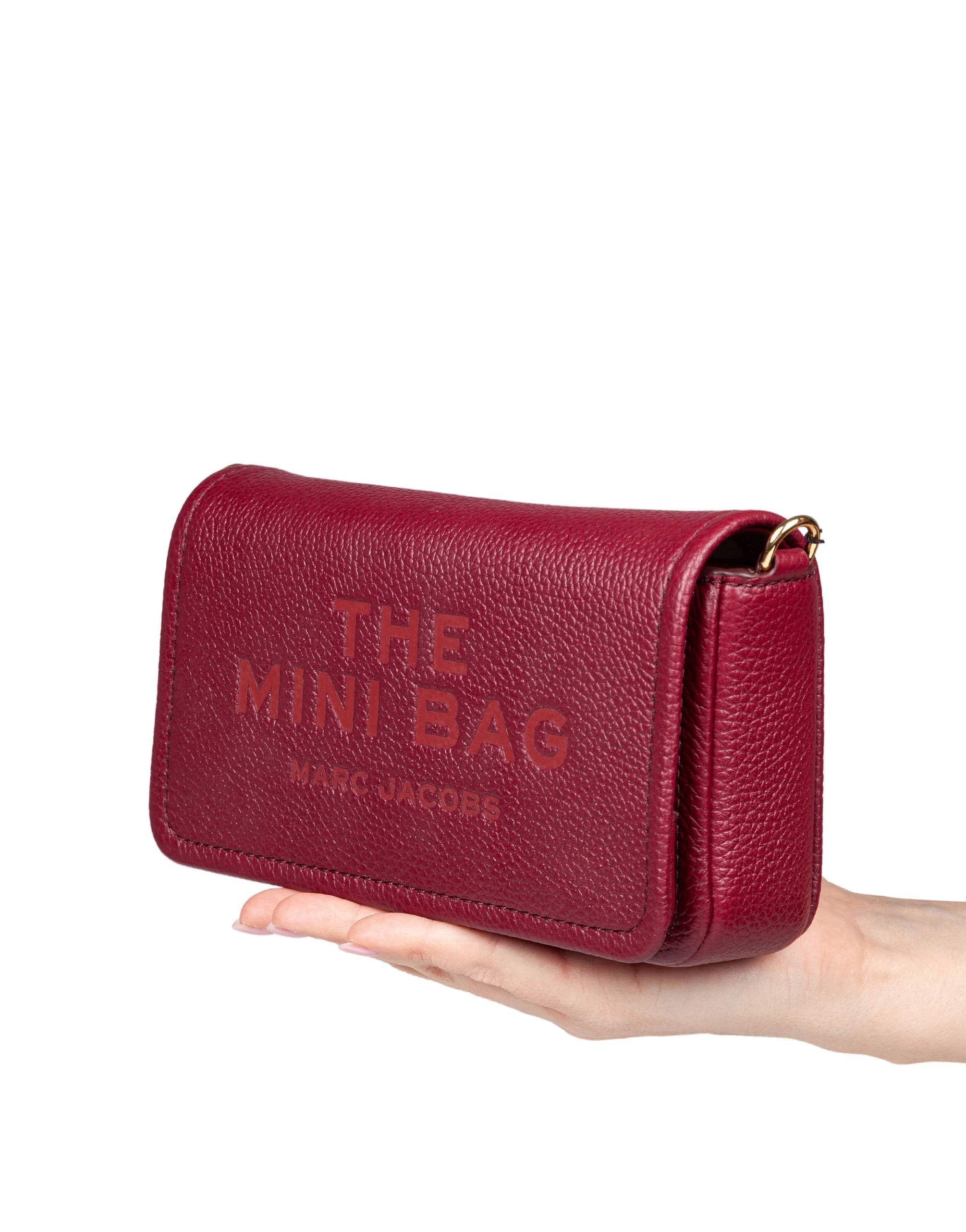 MARC JACOBS THE MINI BAG IN LEATHER, CHERRY COLOR
