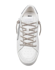 CRIME DELUXE HEEL SNEAKERS IN LEATHER AND SUEDE COLOR WHITE AND SILVER