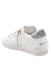 CRIME DELUXE HEEL SNEAKERS IN LEATHER AND SUEDE COLOR WHITE AND SILVER