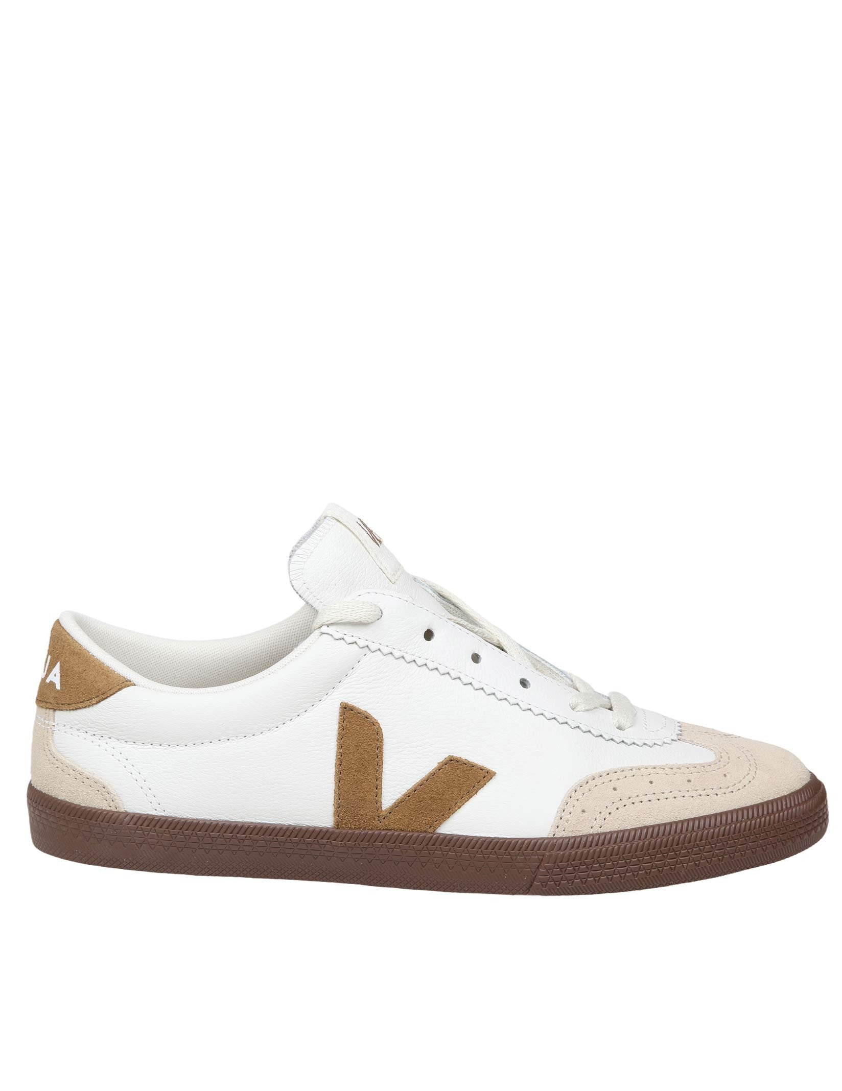 VEJA LEATHER VOLLEY SNEAKERS WITH SUEDE DETAILS