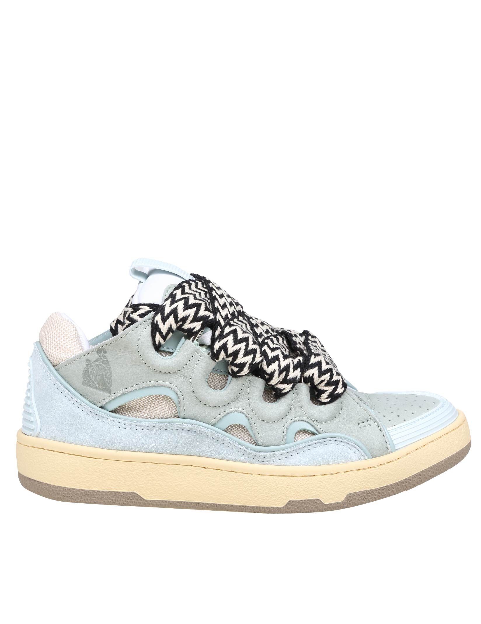 LANVIN SNEAKERS CURB IN PELLE COLORE BIANCO E CELESTE