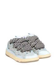 LANVIN SNEAKERS CURB IN PELLE COLORE BIANCO E CELESTE