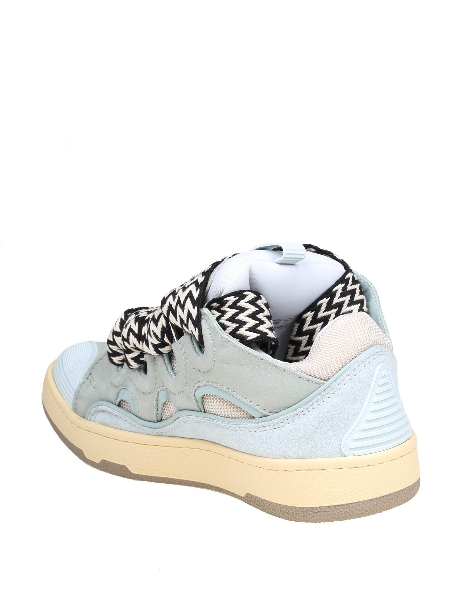 LANVIN SNEAKERS CURB IN PELLE COLORE BIANCO E CELESTE