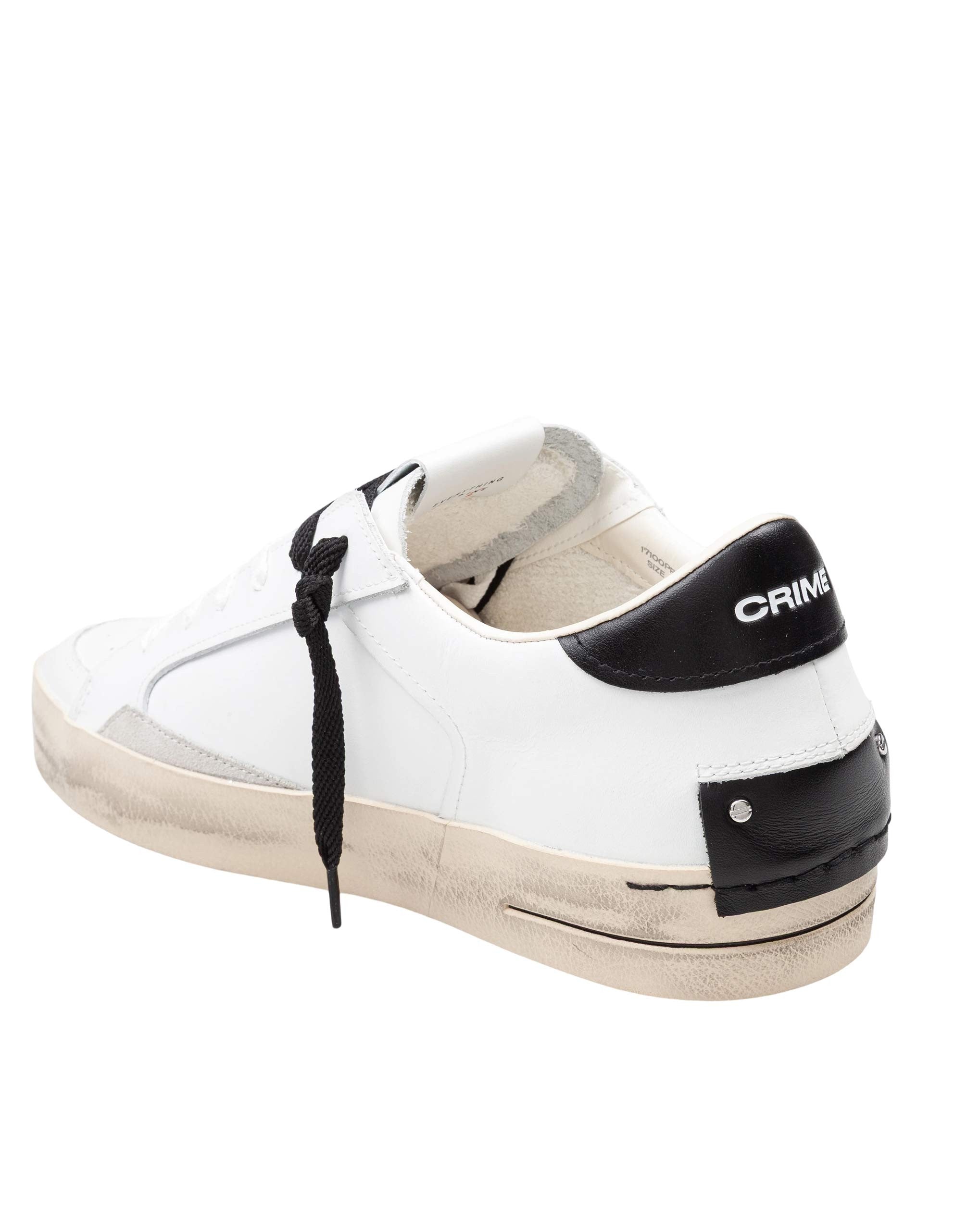 CRIME SK8 DELUXE LEATHER SNEAKERS, BLACK AND WHITE