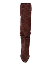JIMMY CHOO HART STITCH KNEE BOOT 60 IN CHOCOLATE SUEDE