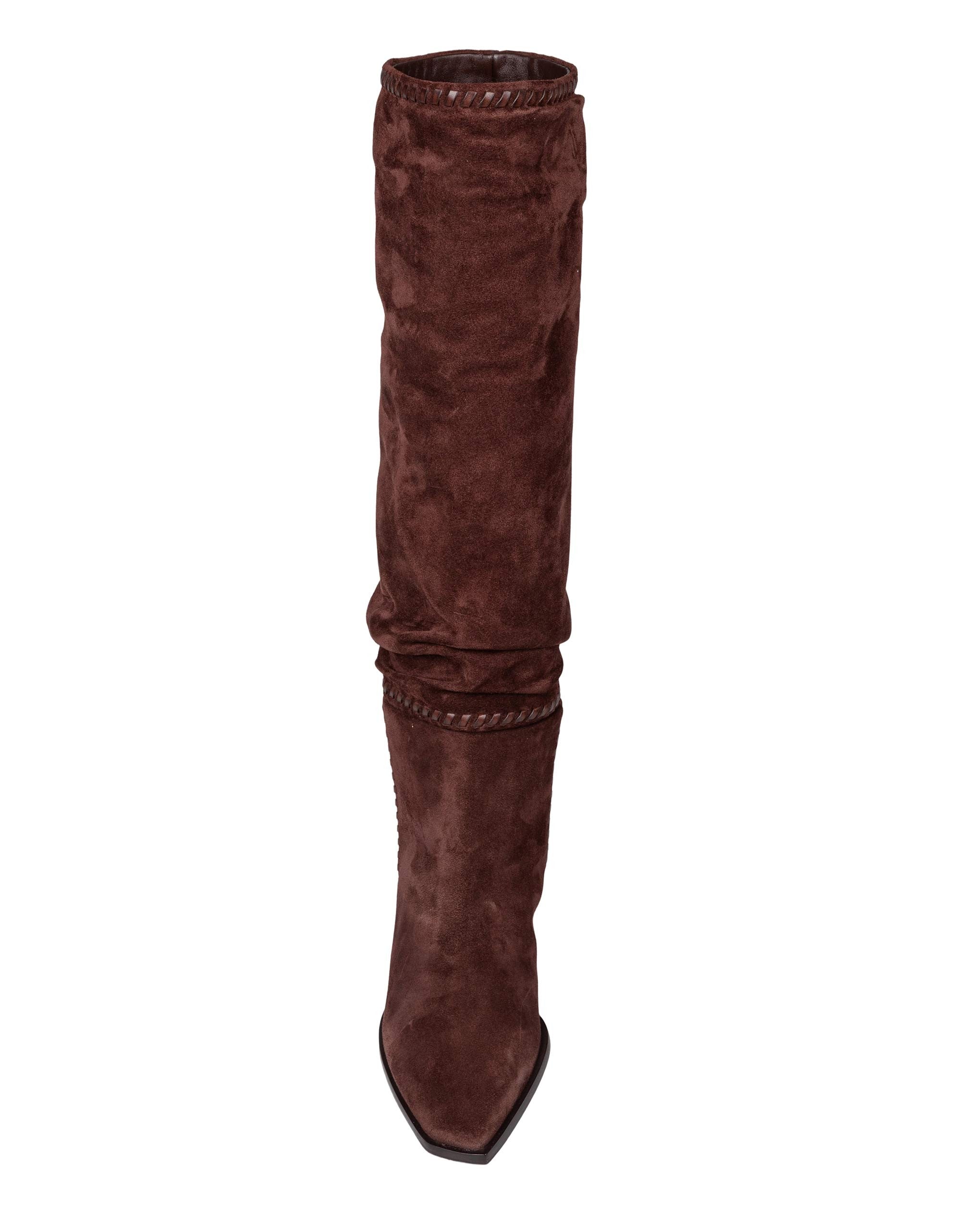 JIMMY CHOO HART STITCH KNEE BOOT 60 IN CHOCOLATE SUEDE