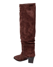 JIMMY CHOO HART STITCH KNEE BOOT 60 IN CHOCOLATE SUEDE