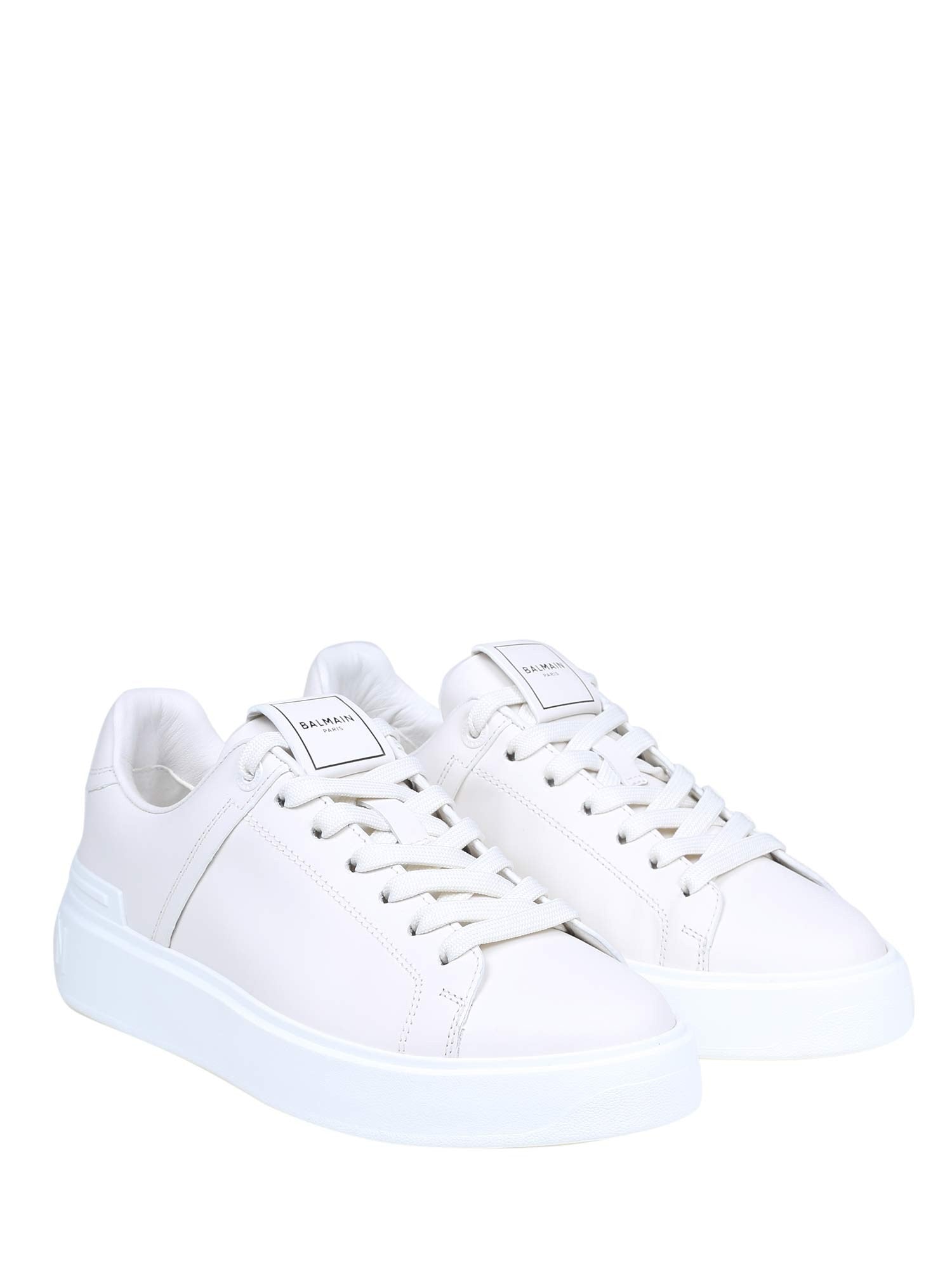 BALMAIN B COURT WHITE LEATHER SNEAKERS