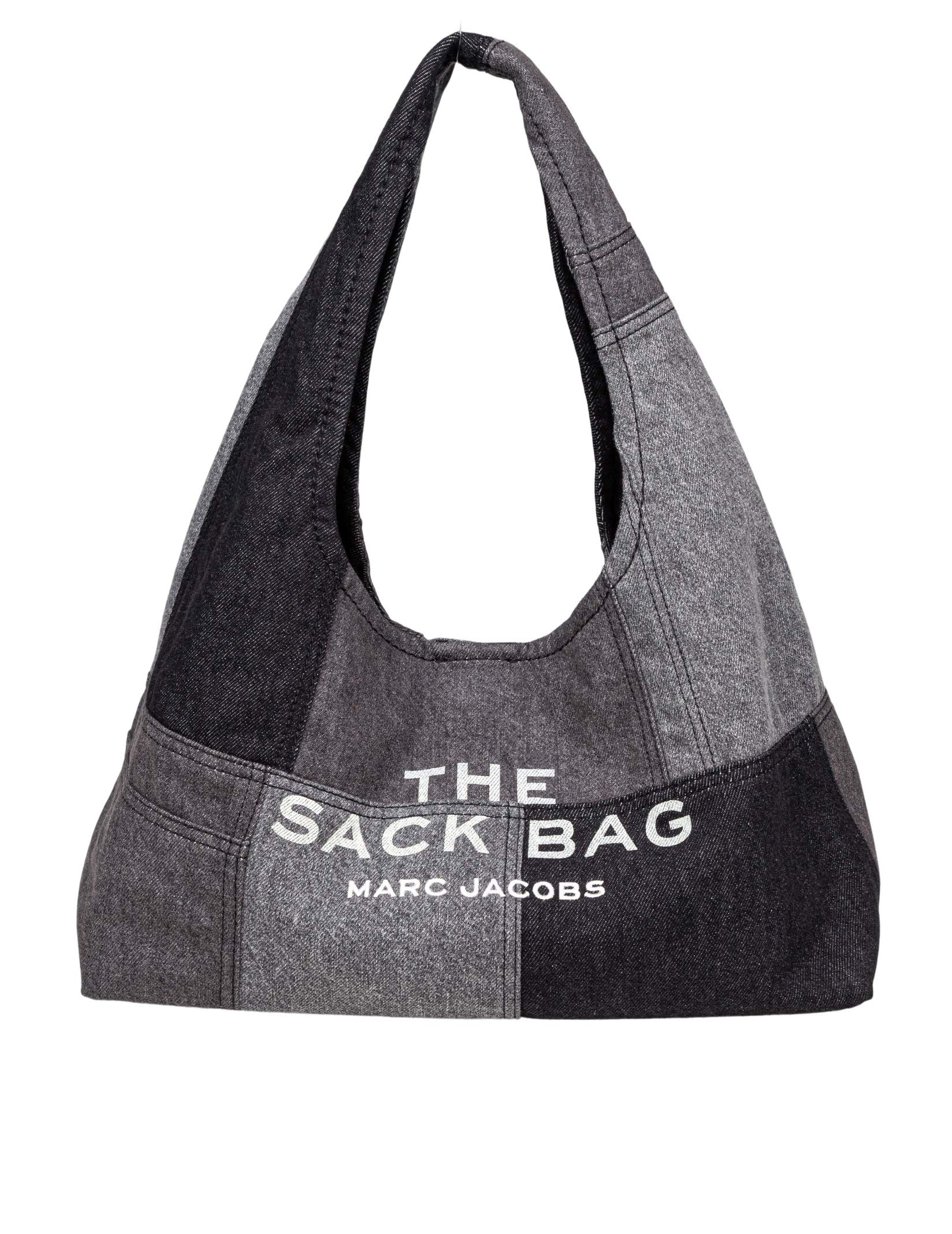 MARC JACOBS THE SACK BAG IN DENIM PATCHWORK COLORE DENIM NERO