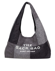MARC JACOBS THE SACK BAG IN DENIM PATCHWORK COLORE DENIM NERO