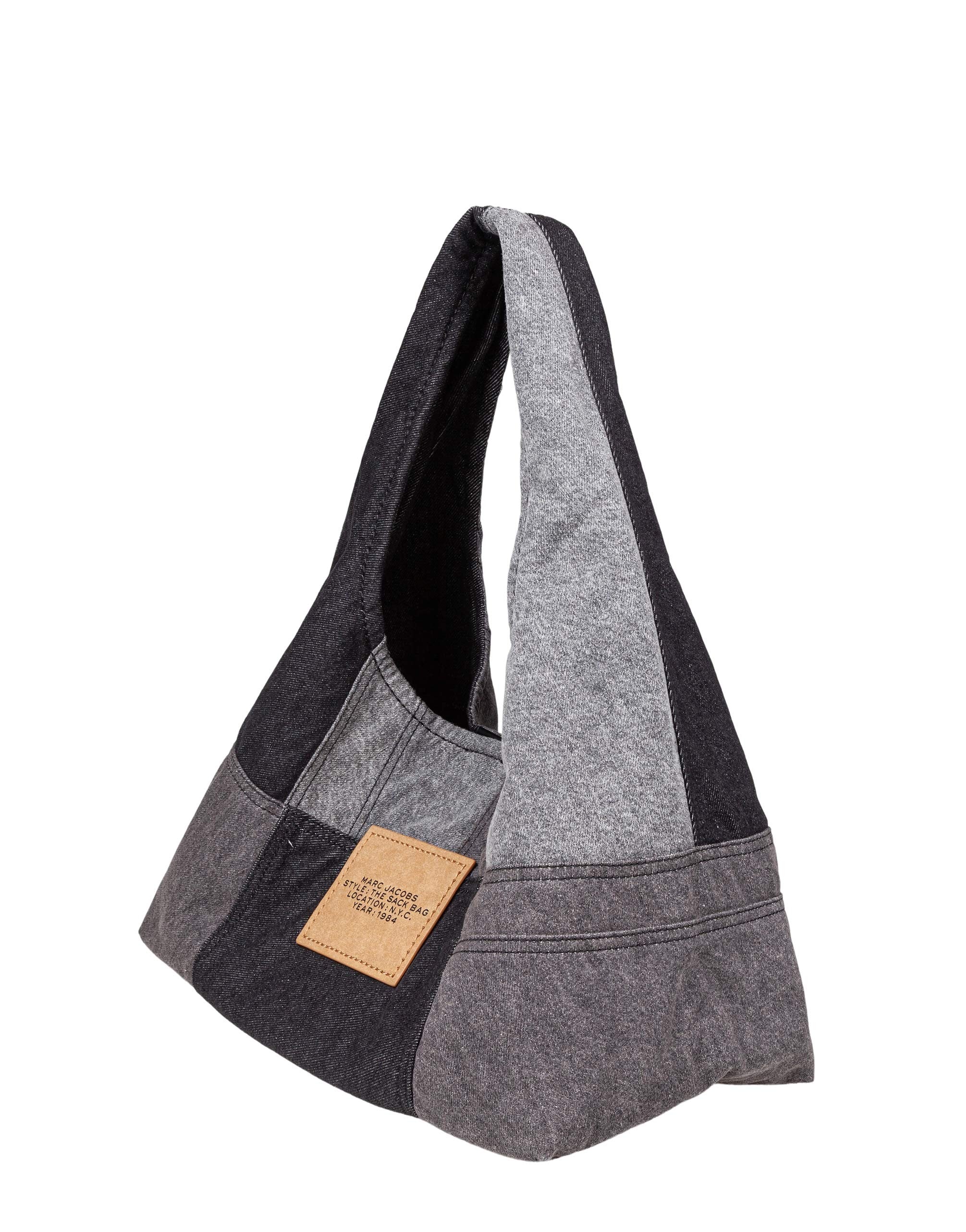 MARC JACOBS THE SACK BAG IN DENIM PATCHWORK COLORE DENIM NERO