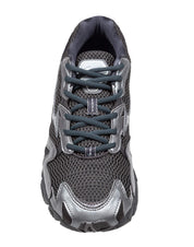 MIZUNO WAVE RIDER 10 MESH AND LEATHER SNEAKERS, BLACK/GREY