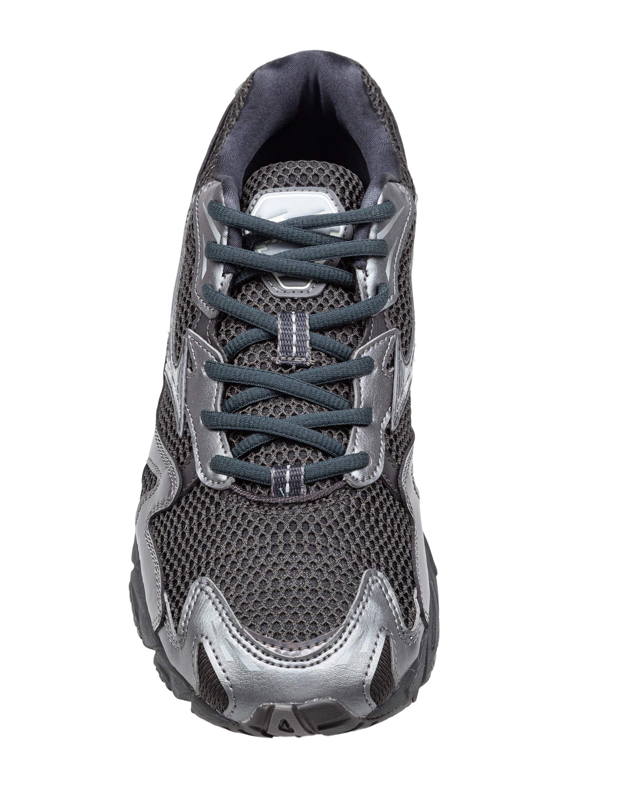 MIZUNO WAVE RIDER 10 MESH AND LEATHER SNEAKERS, BLACK/GREY